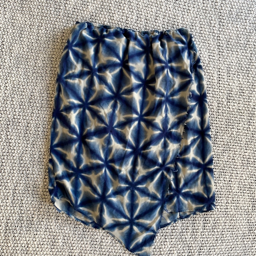 Tie Dye Blue Silk Skirt